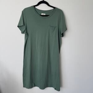 Pact Softspun Tee Dress Green Midi Length 100% Organic Cotton Size Large